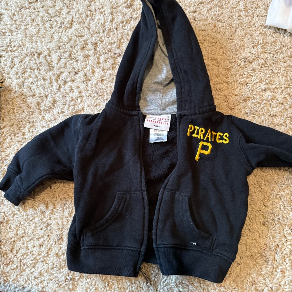 Genuine Merchandise Kids Black Hoodie with Yellow Pirates P Logo
